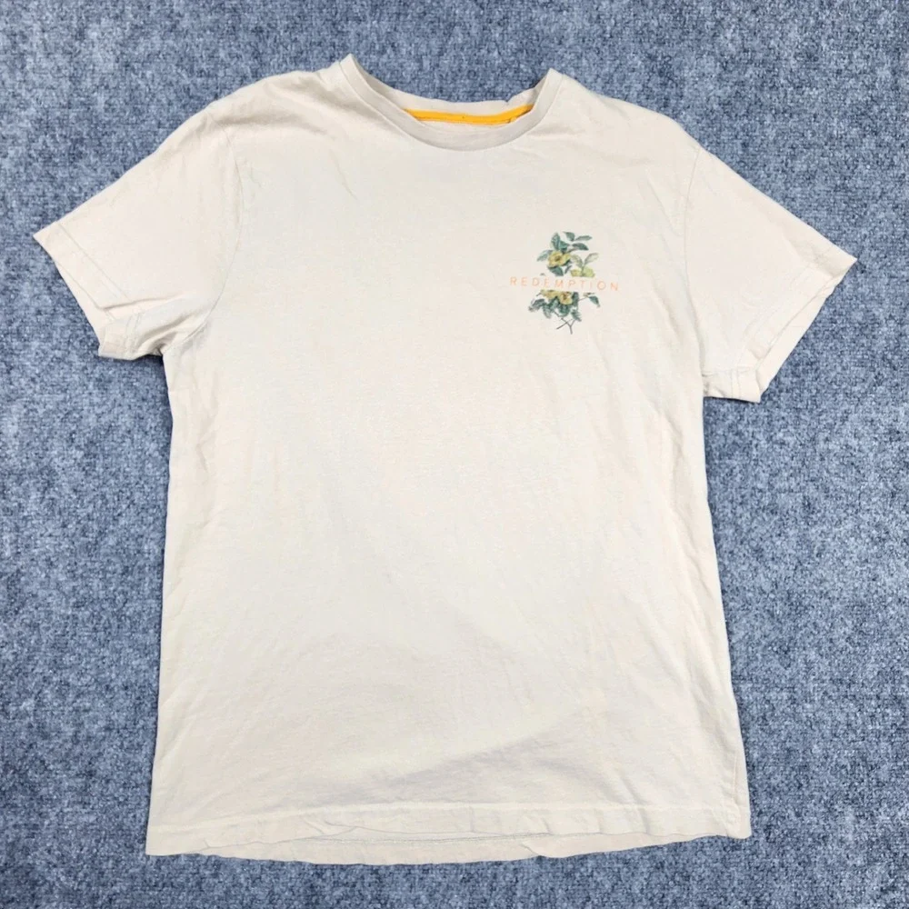 Denim & Flower Ricky Singh Redemption Floral Graphic T-Shirt Mens Medium Tan - Picture 1 of 7